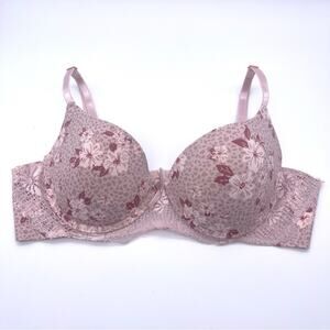Marilyn Monroe Pink w/ Floral Print Padded Underwire Bra - 36B - Style 2645-131
